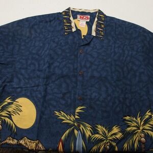 Malibu Dreams Shirt Mens Large Hawaiian Beach Surf Graphic Loop Collar 90s